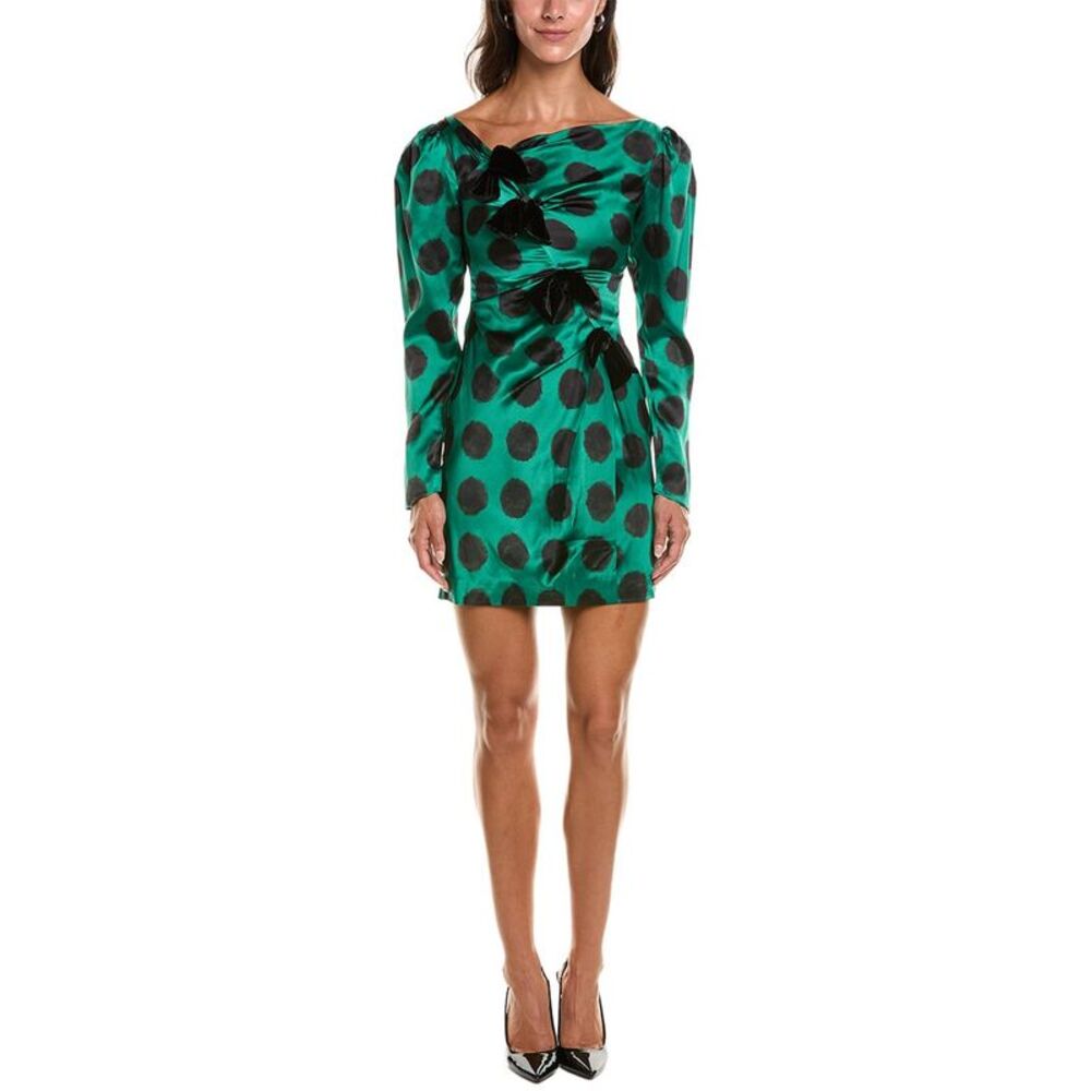 Saloni Womens  Kelly Silk Mini Dress, Green